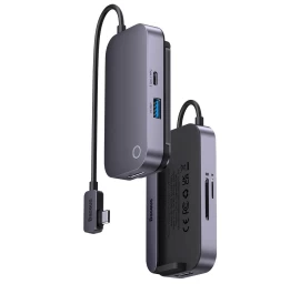 6in1 Padjoy Hub Usb Prievado Daliklis Planšetiniam Telefonui Usb-c Hdmi Sd Tf Tamsiai Pilka