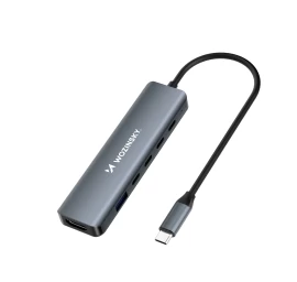6in1 šakotuvas Usb-a Usb-c Displayport Hdmi Skirstytuvas - Pilkas