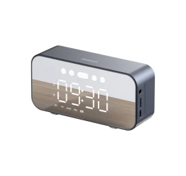 6in1 žadintuvas Radijas Fm Garsiakalbis Bluetooth Aux Tf Tf Sd Kortelių Skaitytuvas Sidabrinis