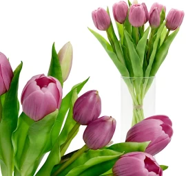 7 šviesiai Violetinių Tulpių Puokštė 31 Cm Kaip Gyva Pavasario Puošmena