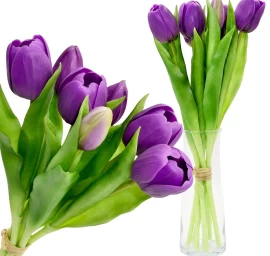 7 Violetinių Tulpių Puokštė 31 Cm Kaip Gyva Pavasario Puošmena