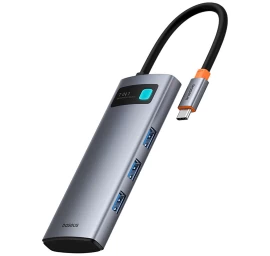 7in1 Hub Adapteris Metal Gleam Usb-c Hdmi Usb-a Usb-c Pd Sd Microsd - Pilkas