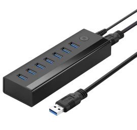 7in1 Hub šakotuvas Usb-a Daliklis į 7x Usb-a 5gb/s Adapterį, Juodas