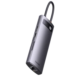 8in1 Hub Adapteris Starjoy Usb-c į Usb-c Pd 3x Usb-a Hdmi Rj-45 Sd Tf Pilkas
