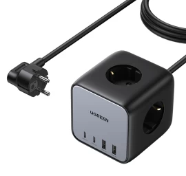 Ac 240v Gan Maitinimo Juostos įkroviklis 2x Usb-c 2x Usb-a 3x Ac 240v - Juodas
