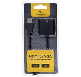 Adapter GEMBIRD A-HDMI-VGA-03 (HDMI M - D-Sub (VGA) F; 0,15m; black color)
