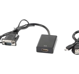 Adapter Lanberg AD-0021-BK (D-Sub (VGA), Mini Jack M - HDMI F; 0,20m; black color)