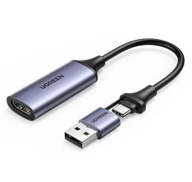 Adapterio Adapteris Hdmi (moteriškas) - Usb-a / Usb-c (vyriškas) - Pilkas