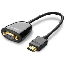 Adapterio Kabelis Iš Hdmi Vyriškos į Vga Moterišką Fhd Juodos Spalvos