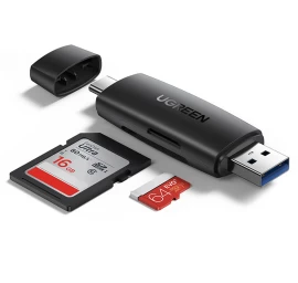 Adapteris 2 Kištukai Usb-a Ir Usb-c Sd Ir Micro Sd Kortelių Skaitytuvas Juodas