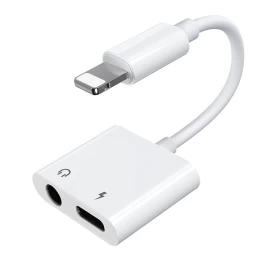 Adapteris Ausinių Daliklis iphone Lightning - lightning 3,5 Mm Mini Lizdas, Baltas