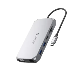 Adapteris Hub 12-in-1 Usb-c – Usb-a, Usb-c, Hdmi, Vga, Sd/microsd, Rj45, Mini Jack, Pd 100 W, 4k – Pilkos Spalvos