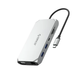 Adapteris Hub 12-in-1 Usb-c – Usb-a, Usb-c, Hdmi, Vga, Sd/microsd, Rj45, Mini Jack, Pd 100 W, 4k – Sidabrinis