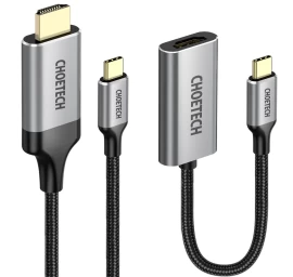 Adapteris Hub Usb Type C - Hdmi 2.0 + Hdmi Kabelis 2 M Pilkos Spalvos