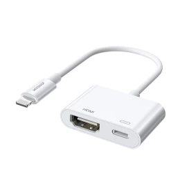 Adapteris Iphone Lightning į Hdmi Fullhd + Lightning Baltos Spalvos