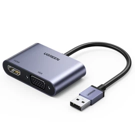 Adapteris Usb - Hdmi + Vga Pilkos Spalvos