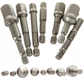Adapterių suktuvui rinkinys 1/4+3/8+1/2 (8vnt)