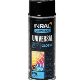Aerozoliniai dažai INRAL Universal, 400ml juoda sp. blizgūs