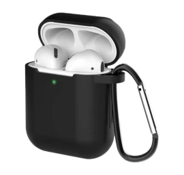 airpods 2 / airpods 1 Silikoninis Minkštas Dėklas Ausinėms + Raktų Pakabukas Juodas (d Dėklas)
