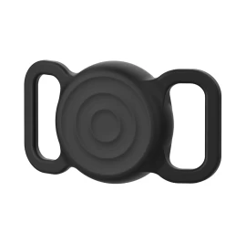 airtag Lokatoriaus Dėklas šuns Apykaklei Katės Silikoninis Vandeniui Atsparus Dėklas - Juodas