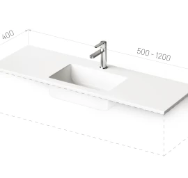 Akmens masės praustuvas PAA Loto Mini nestandartinio dydžio 500-1200 mm x 400 mm, baltas IMLOT500-1200/00