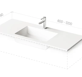 Akmens masės praustuvas PAA Loto nestandartinio dydžio 600-1200 mm x 490 mm, baltas ILOT600-1200/00