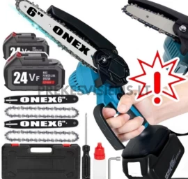 Akumuliatorinis grandininis genėjimo pjūklas ONEX 2000W, OX-3301
