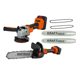 Akumuliatorinis kampinis šlifuoklis + pjūklo adapteris KD10624