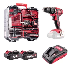 Akumuliatorinis suktuvas-gręžtuvas su kalimu 20V LI-ION ir priedais 74vnt., 2x2.0Ah