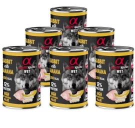 ALPHA SPIRIT WET konservas su triušiena ir bananais 400g 6vnt, A4000521