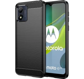 Anglinis Dėklas Motorola Moto E13 Lankstus Silikoninis Anglinis Dėklas Juodas