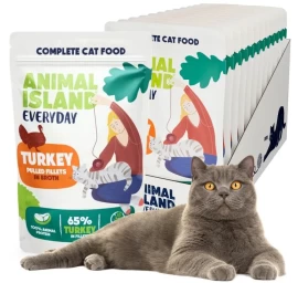 ANIMAL ISLAND Everyday Turkey filė šlapias kačių maistas, 12 x 85g