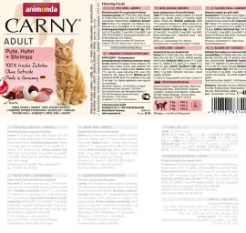 Animonda Carny Adult visavertis šlapias pašaras suaugusioms katėms, kalakutiena, vištiena ir krevetės, konservai, 400g