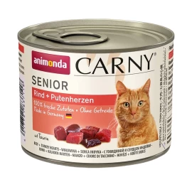 Animonda Carny Senior visavertis šlapias pašaras vyresnėms katėms, jautiena ir kalakutų širdys, konservai, 200g