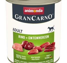 Animonda GranCarno Adult visavertis šlapias pašaras suaugusiems šunims, jautiena ir ančių širdelės, konservai, 400g