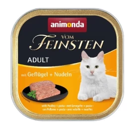 Animonda Vom Feinsten Adult visavertis šlapias pašaras suaugusioms katėms su paukštiena ir makaronais, paštetas, 100g