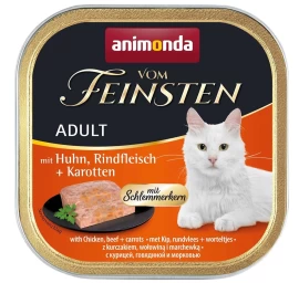 Animonda Vom Feinsten Adult visavertis šlapias pašaras suaugusioms katėms, su vištiena, jautiena ir morkomis, 100g