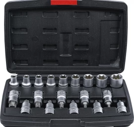 Antgalių / galvučių rinkinys | 12,5 mm (1/2) | T-Star (Torx ) / E-Type | 19 vnt. (95100)
