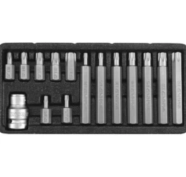 Antgalių rinkinys | T-Star su skyle (Torx) | 15 vnt. (YT-0417)
