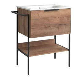 Apatinė spintelė su praustuvu Raguvos Baldai MONO, 1 stalčiumi, lentyna, juodomis kojomis-rėmu, juoda rankena, tabako ąžuolas, 60 cm, 23113319 Apatinė spintelė su praustuvu Raguvos Baldai MONO, 1 stalčiumi, lentyna, juodomis kojomis-rėmu, juoda rankena, tabako ąžuolas, 60 cm, 23113319