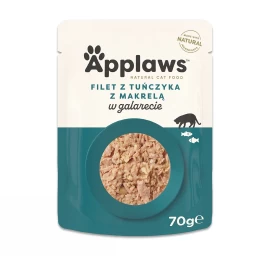 Applaws šlapias kačių maistas, tunas ir skumbrė drebučiuose, 70g