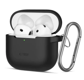 apple Airpods 4 Dėklas Su Silikoniniu Kabliuku - Juodas
