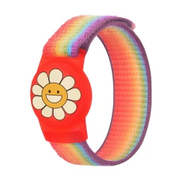 apple Airtag Dėklas Su Nailoniniu Riešo Dirželiu Vaikams - Vaivorykštinė Gėlė