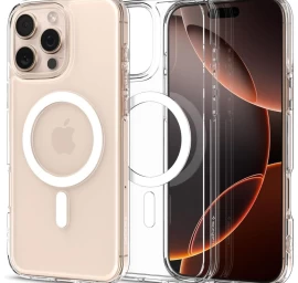 Apsauginis Dėklas iphone 16 Pro Ultra Hybrid Mag Su magsafe - Skaidrus Baltas