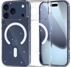 Apsauginis Dėklas iphone 17 Pro Max Flexair Magsafe - Skaidrus Brokatas