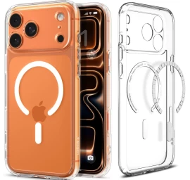 Apsauginis Dėklas iphone 17 Pro Ultra Hybrid Magsafe - Skaidrus Ir Baltas