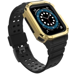 Apsauginis Dirželis Su Dėklu, Skirtas apple Watch 7 / 6 / 5 / 4 / 3 / 2 / Se (41 / 40 / 38 Mm) Korpuso šarvuotas Laikrodžio Dėklas Juodas / Auksinis Apsauginis Dirželis Su Dėklu, Skirtas apple Watch 7 / 6 / 5 / 4 / 3 / 2 / Se (41 / 40 / 38 Mm) Korpuso šarvuotas Laikrodžio Dėklas Juodas / Auksinis
