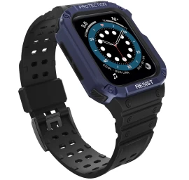 Apsauginis Dirželis Su Dėklu, Skirtas Apple Watch 7 / 6 / 5 / 4 / 3 / 2 / Se (41 / 40 / 38 Mm), šarvuotas Laikrodžio Dėklas, Juodas / Mėlynas Apsauginis Dirželis Su Dėklu, Skirtas Apple Watch 7 / 6 / 5 / 4 / 3 / 2 / Se (41 / 40 / 38 Mm), šarvuotas Laikrodžio Dėklas, Juodas / Mėlynas