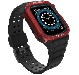 Apsauginis Dirželis Su Dėklu, Skirtas Apple Watch 7 / 6 / 5 / 4 / 3 / 2 / Se (45 / 44 / 42 Mm), šarvuotas Laikrodžio Dėklas, Juodas / Raudonas Apsauginis Dirželis Su Dėklu, Skirtas Apple Watch 7 / 6 / 5 / 4 / 3 / 2 / Se (45 / 44 / 42 Mm), šarvuotas Laikrodžio Dėklas, Juodas / Raudonas