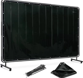 Apsauginis Suvirinimo Ekranas Su Rėmu Ant Ratukų 240 X 180 Cm - Juodas